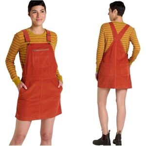 Toad & Co Pumpkin Orange Corduroy Overalls Jumper Pockets!